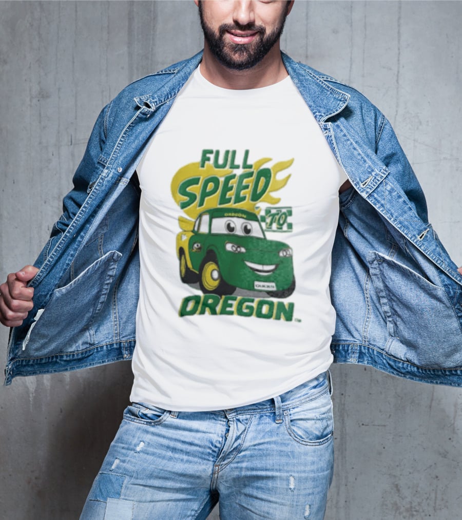 Full Speed Oregon Ducks Car Toon Sporting Team Spirit T-Shirt