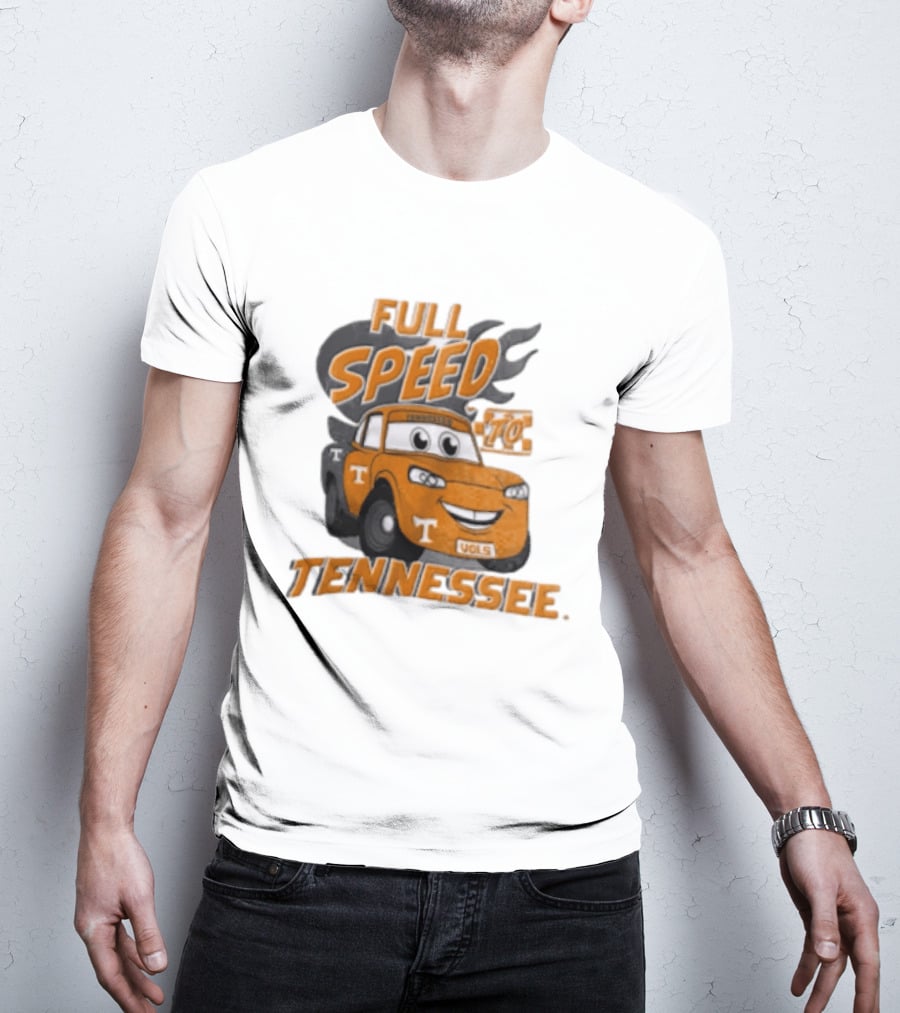 Full Speed Tennessee Vols Truck Cartoon With Flames And Number Plate T-Shirt