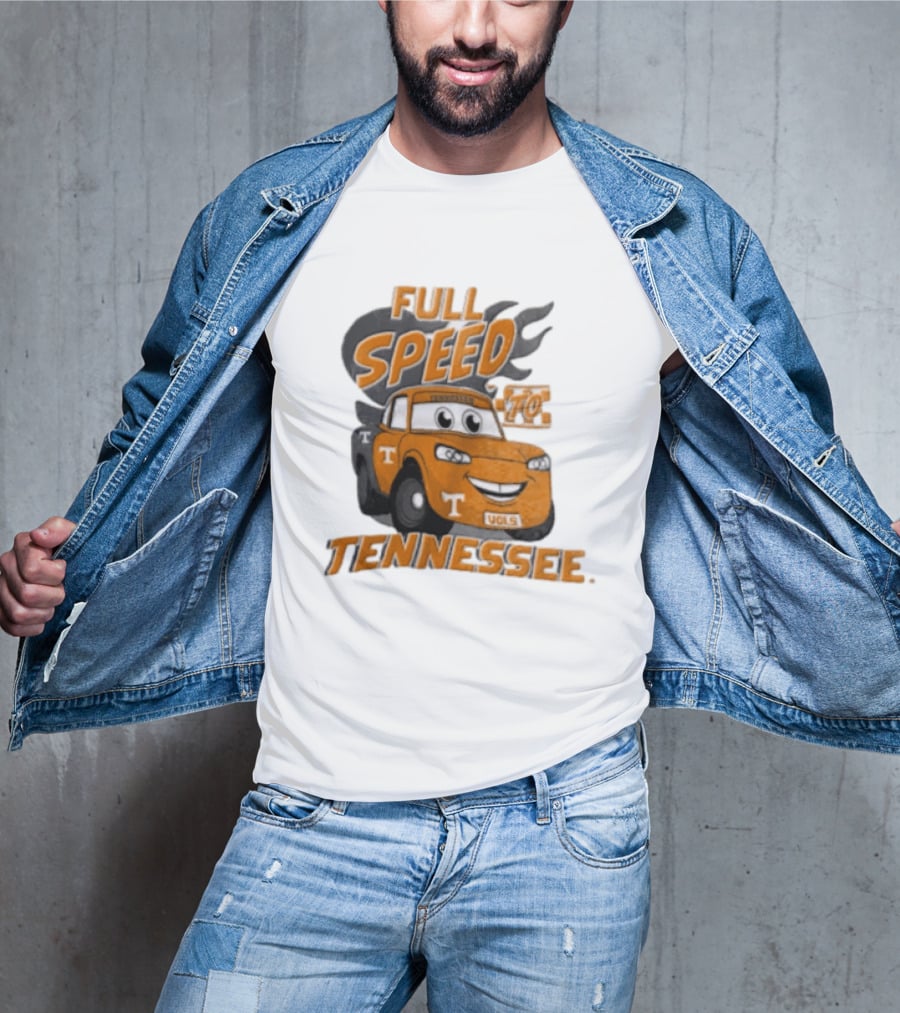 Full Speed Tennessee Vols Truck Cartoon With Flames And Number Plate T-Shirt