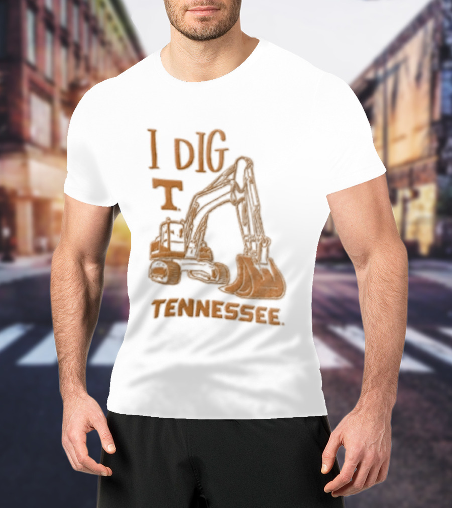 I Dig Tennessee Excavator Orange Text Construction Equipment T-Shirt