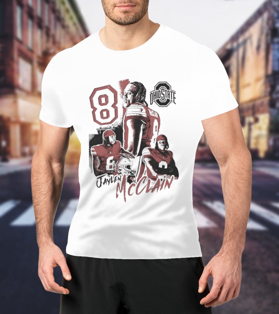 Ohio State Buckeyes Jaylen McClain No 8 Football Player T-Shirt