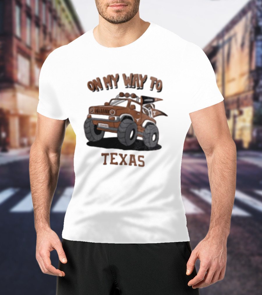 On My Way To Texas Monster Truck Longhorns T-Shirt