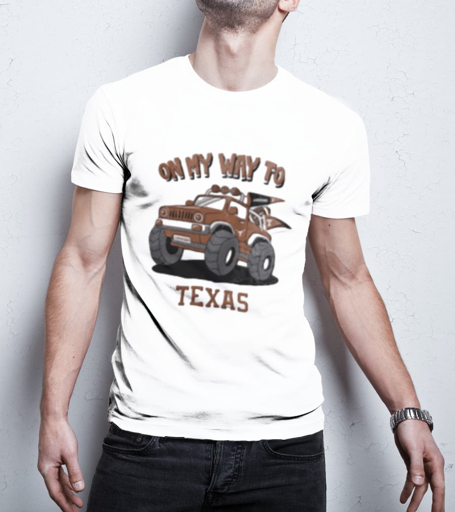 On My Way To Texas Monster Truck Longhorns T-Shirt