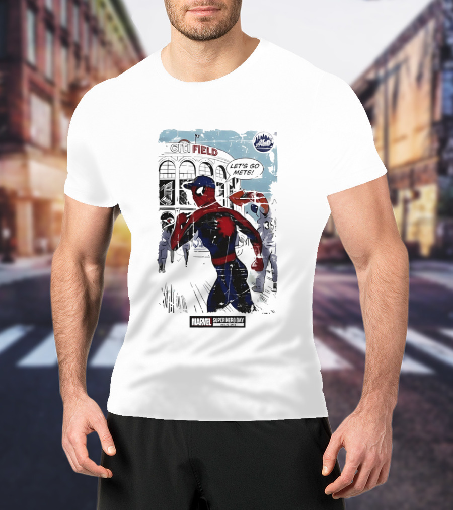 Marvel Spiderman Citi Field Let's Go Mets T-Shirt