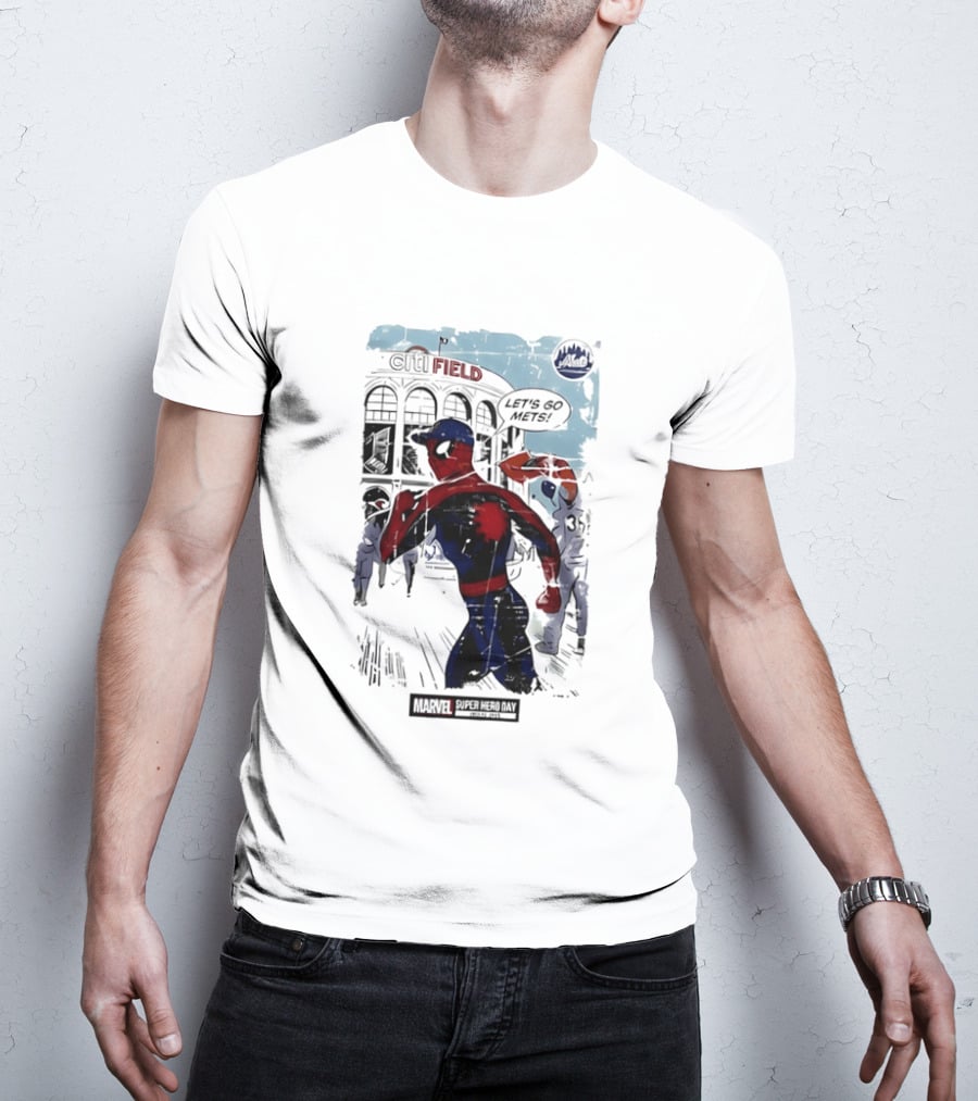 Marvel Spiderman Citi Field Let's Go Mets T-Shirt
