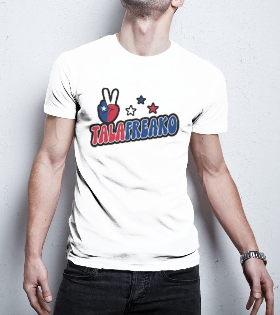 TALAFREAKO Chilean Flag Peace Sign Stars Patriotic T-Shirt