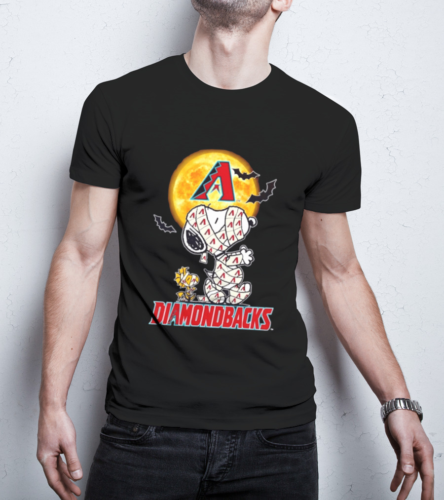 Arizona Diamondbacks Snoopy Woodstock Mummy Halloween Moon Bats T-Shirt