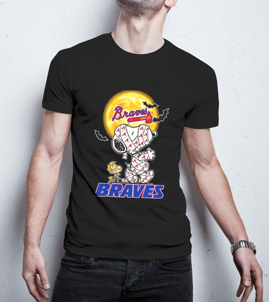Atlanta Braves Halloween Snoopy Woodstock Mummy Cosplay T-Shirt