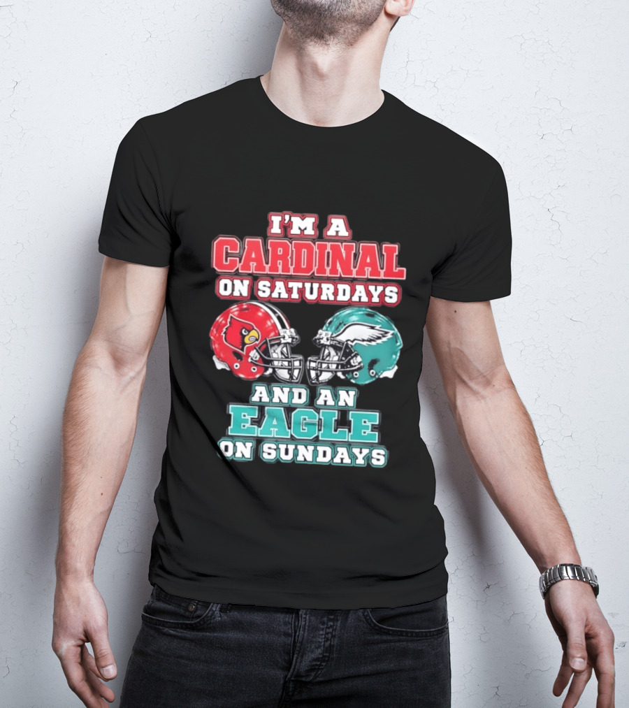 I'm A Cardinal On Saturdays And An Eagle On Sundays Football Helmets T-Shirt