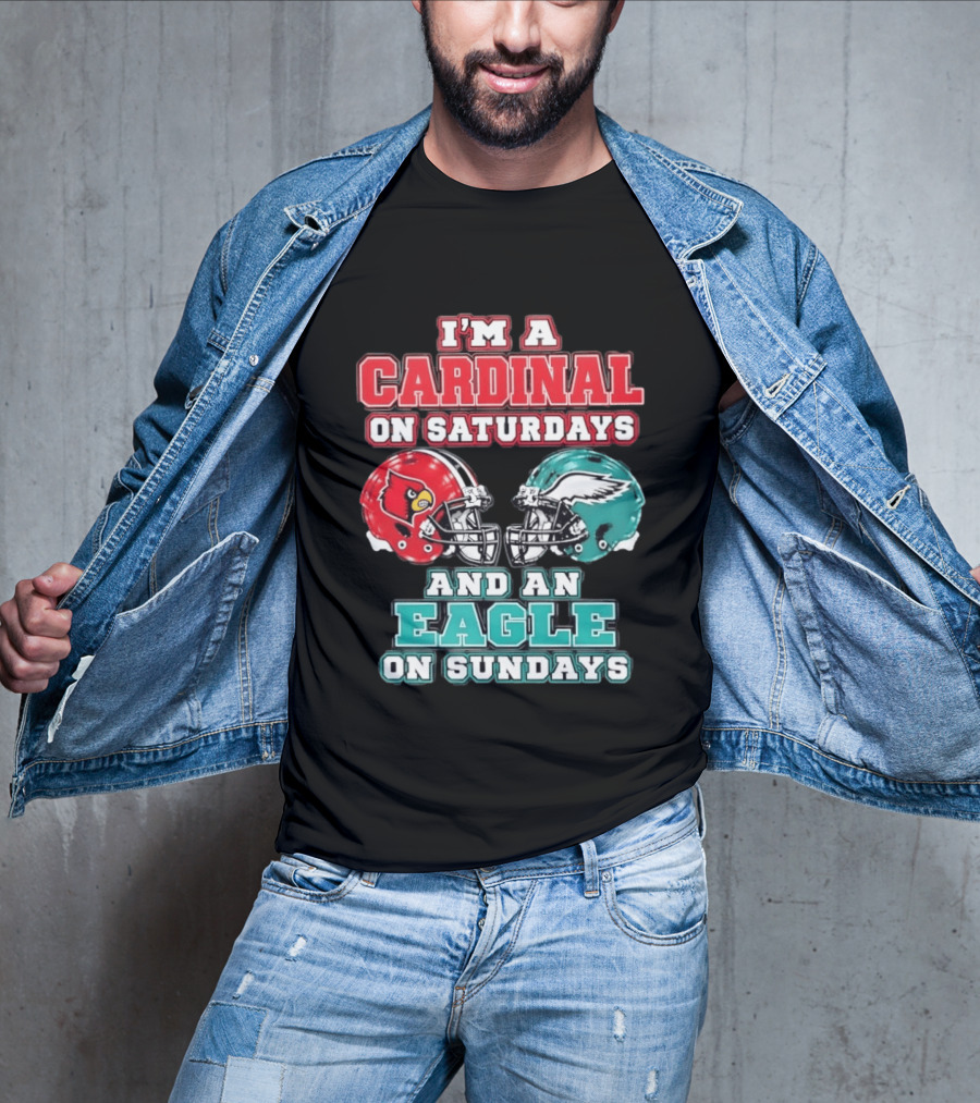 I'm A Cardinal On Saturdays And An Eagle On Sundays Football Helmets T-Shirt