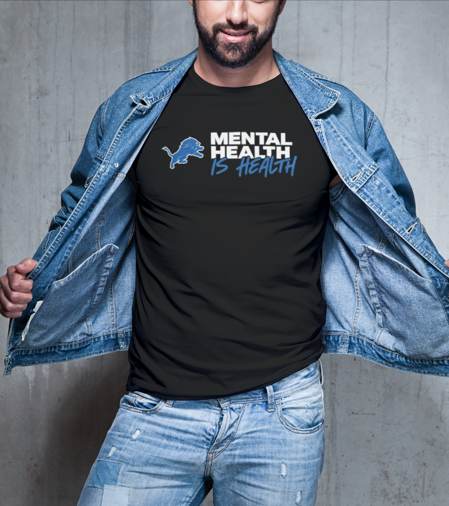 Detroit Lions Mental Health Is Health Blue Lion T-Shirt