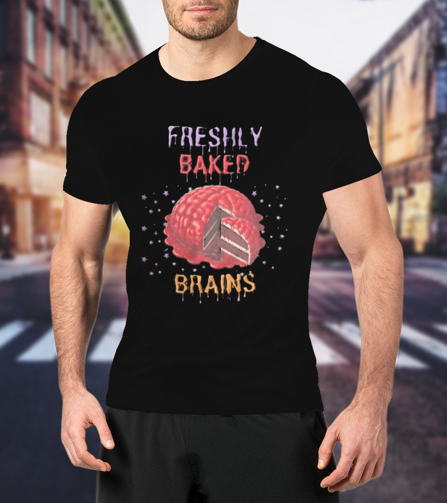 Freshly Baked Brains Red Layered Cake Slice With Stars T-Shirt