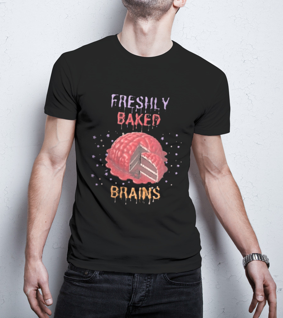 Freshly Baked Brains Red Layered Cake Slice With Stars T-Shirt