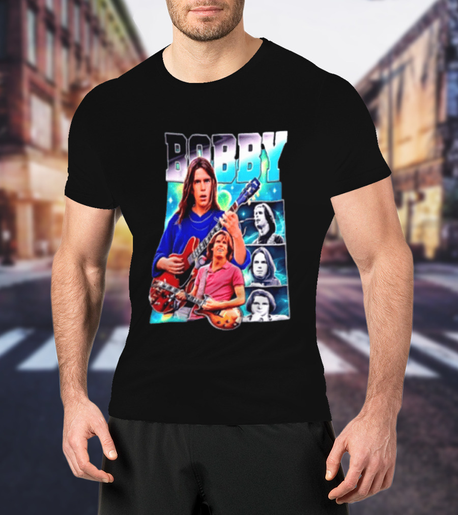Bobby Guitarist Red Electric Guitar Collage Retro Photos T-Shirt
