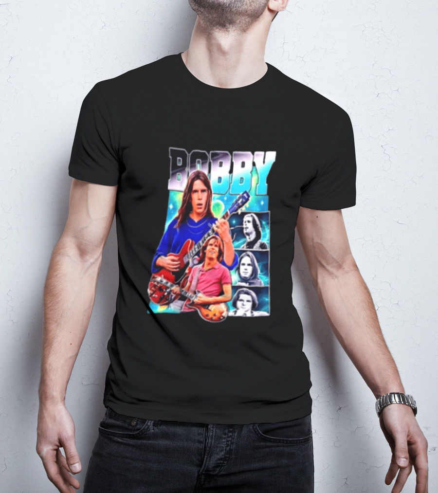 Bobby Guitarist Red Electric Guitar Collage Retro Photos T-Shirt