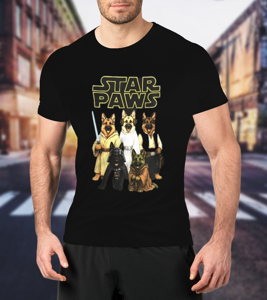 Star Paws German Shepherd Dogs In Space Costumes With Lightsaber T-Shirt