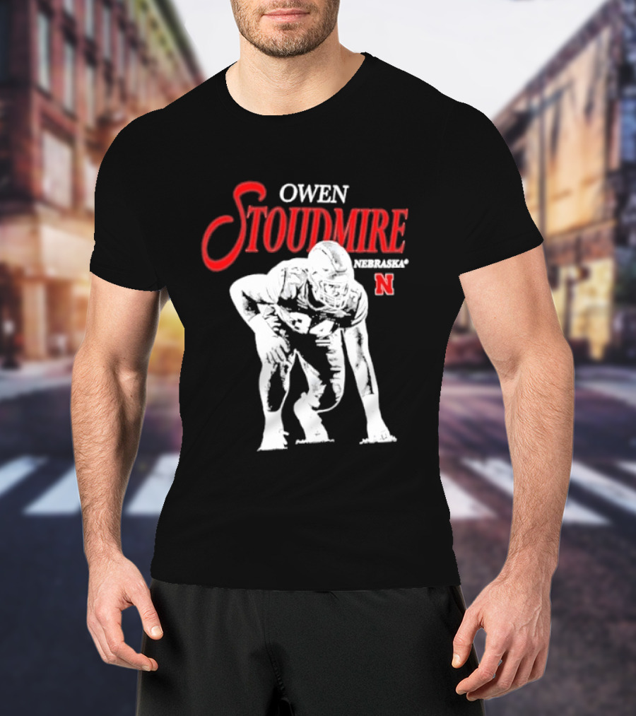 Owen Stoudmire Nebraska Cornhuskers NCAA Football Pose T-Shirt