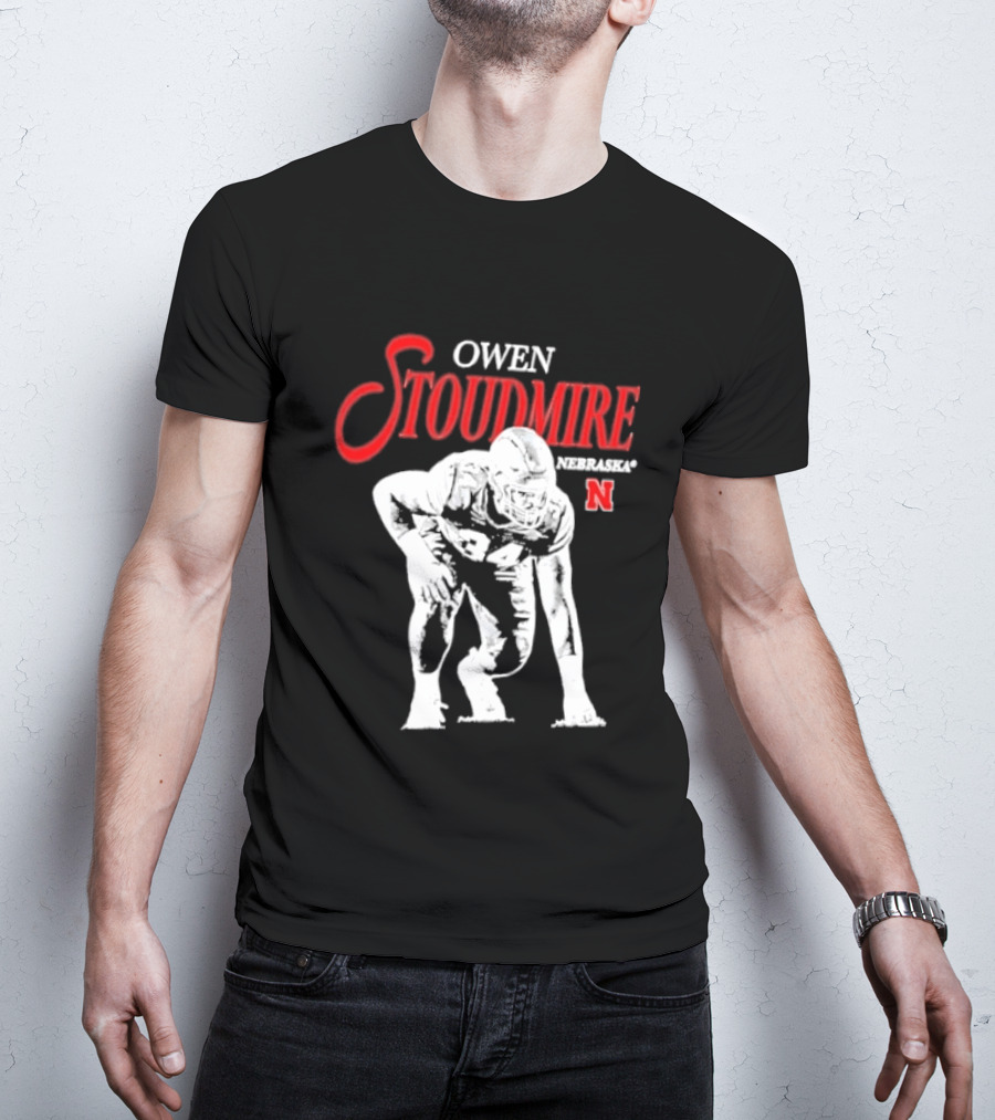 Owen Stoudmire Nebraska Cornhuskers NCAA Football Pose T-Shirt