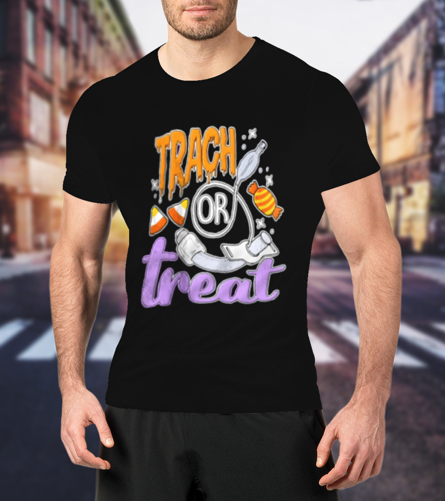 Trach Or Treat Halloween Tracheostomy Medical Candy T-Shirt