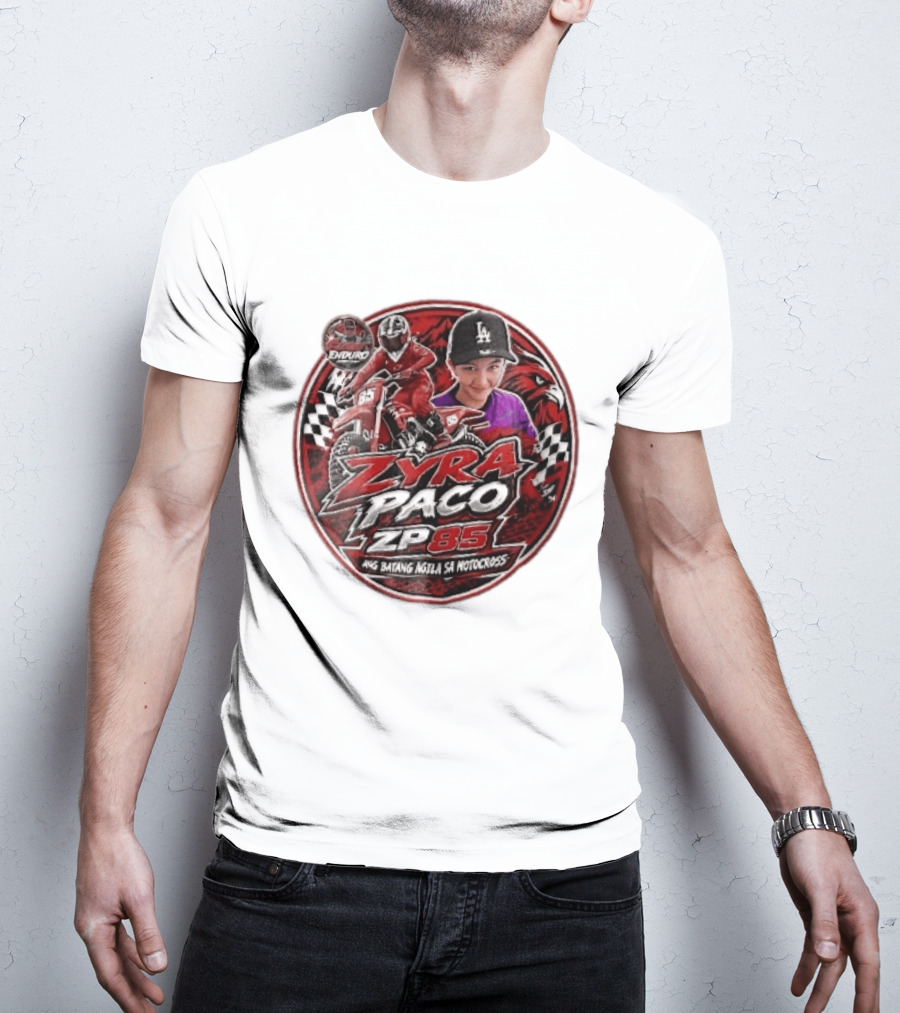 Zyra Paco ZP85 Enduro Ang Batang Agila SA Motocross Dirt Bike Rider Eagle Checkered Flags T-Shirt