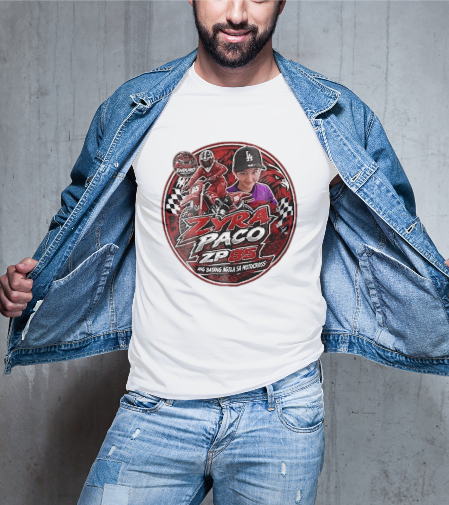 Zyra Paco ZP85 Enduro Ang Batang Agila SA Motocross Dirt Bike Rider Eagle Checkered Flags T-Shirt