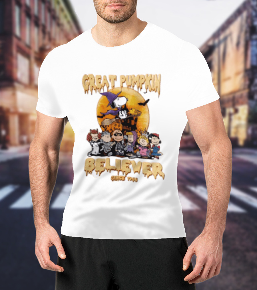Great Pumpkin Believer Since 1966 Peanuts Halloween Snoopy Woodstock Charlie Brown Linus Sally Lucy Iconic Cartoon T-Shirt
