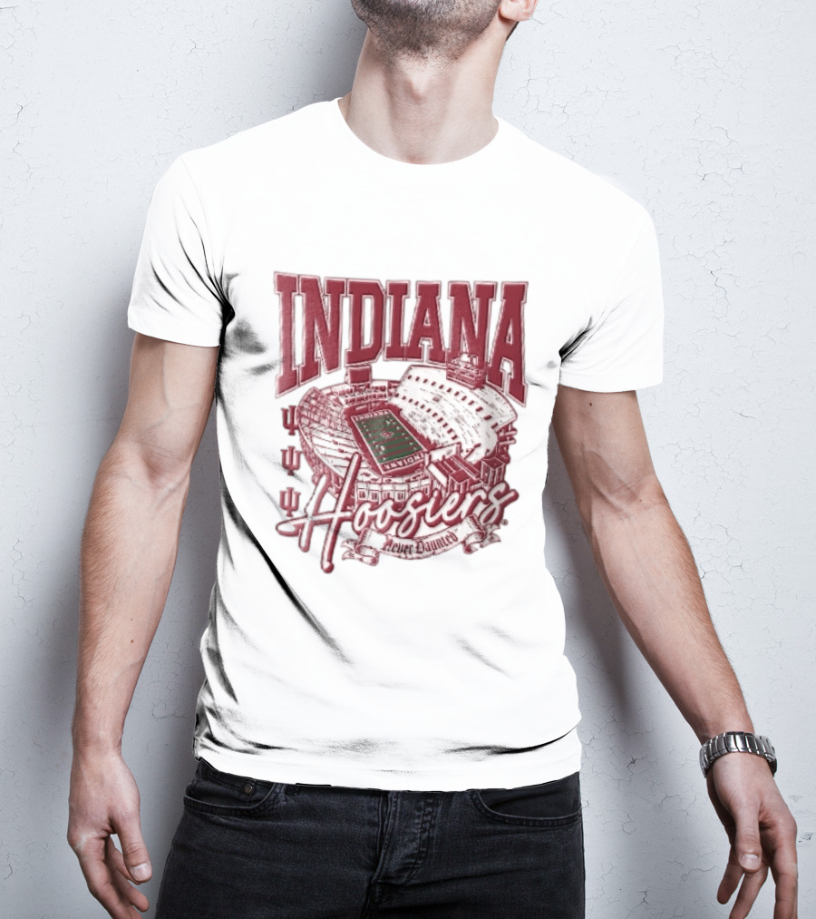 Indiana Hoosiers Never Daunted Memorial Stadium Aerial View Football Field Banner T-Shirt