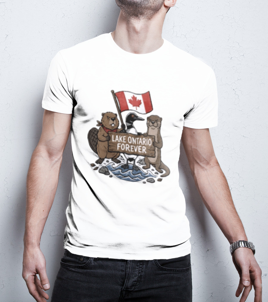 Lake Ontario Forever Canadian Flag Beaver Goose Otter T-Shirt