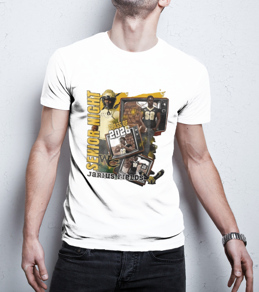 Senior Night Jarius Fields Class Of 2026 WC Football Player Collage T-Shirt