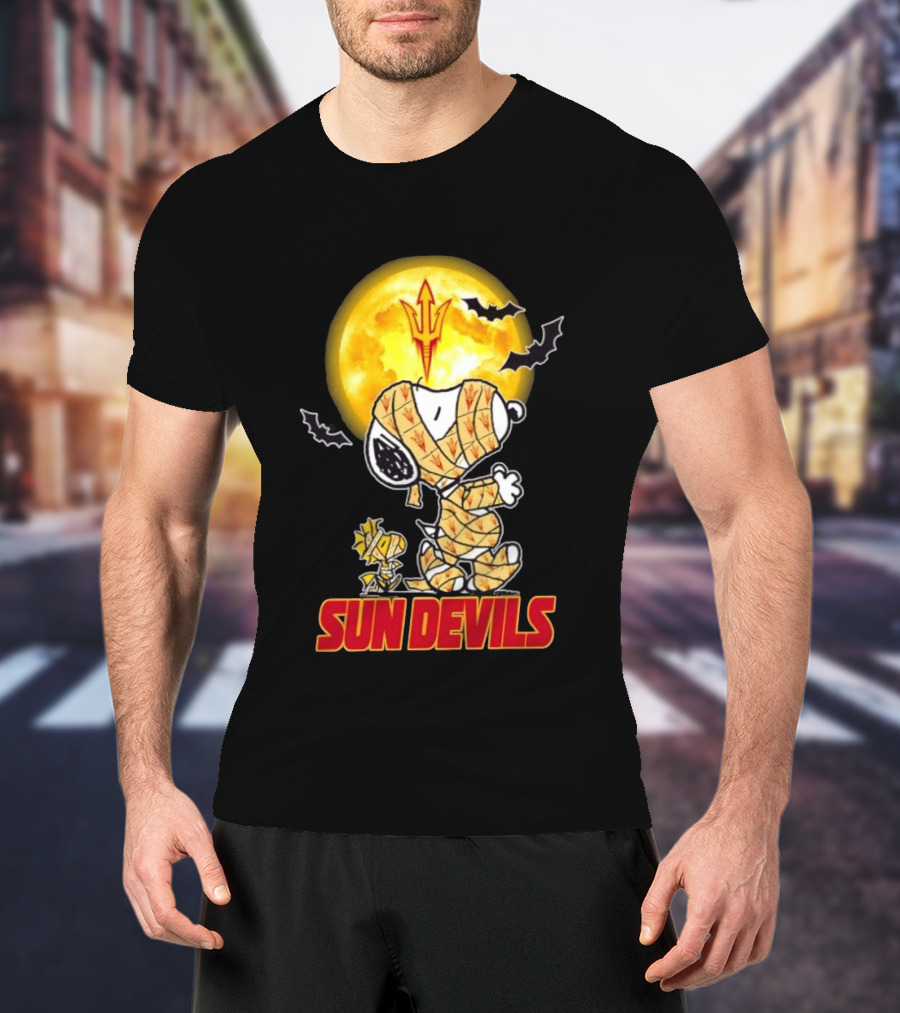 Arizona State Sun Devils Snoopy Woodstock Cosplay Mummy Halloween T-Shirt