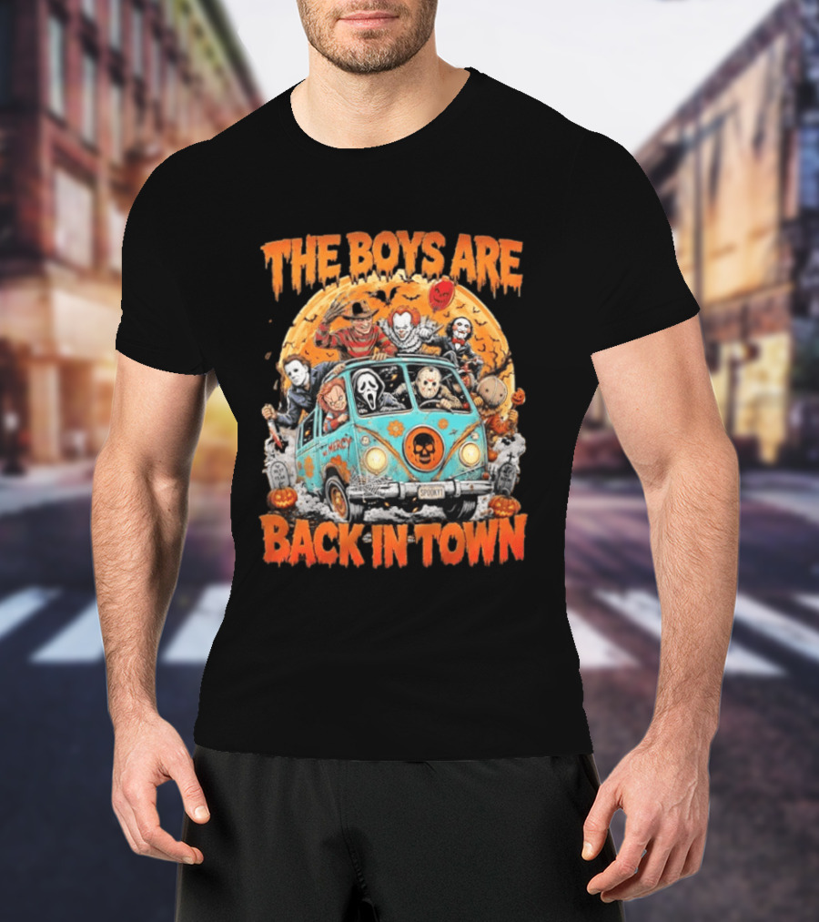 The Boys Are Back In Town Halloween Horror Movie Characters Van Nightmare T-Shirt