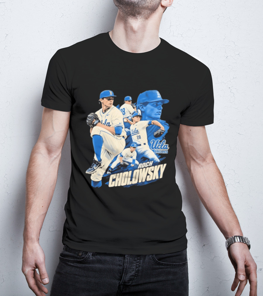 UCLA Bruins Roch Cholowsky 2026 Player Collage Baseball Pitcher Collection T-Shirt