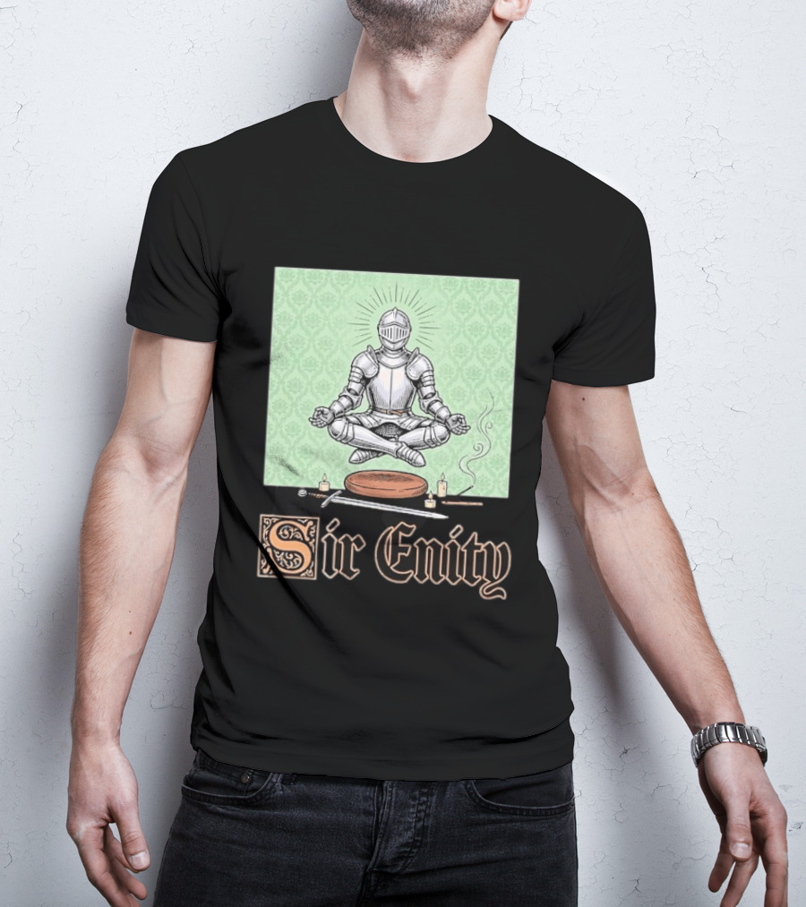 Sir Enity Knight In Meditation With Vintage Design And Candle Accents T-Shirt