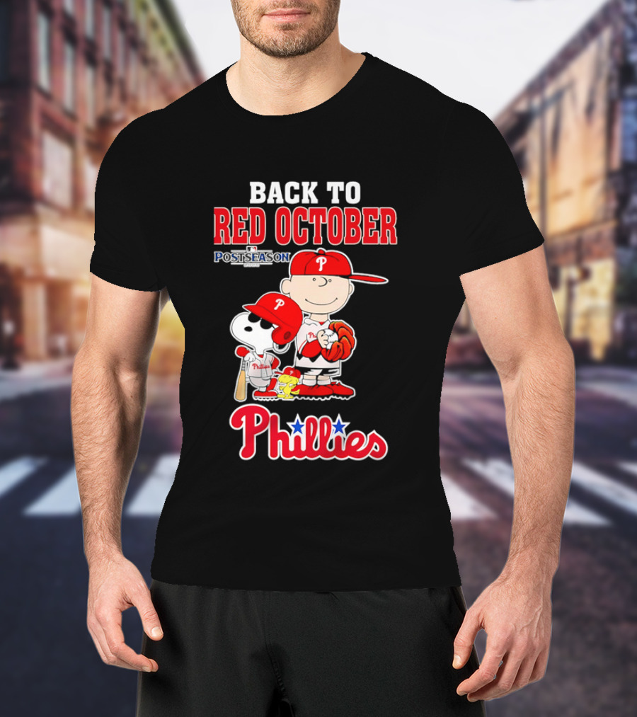 Snoopy Back To Red October Postseason Philadelphia Phillies MLB Playoffs Fan Gear T-Shirt