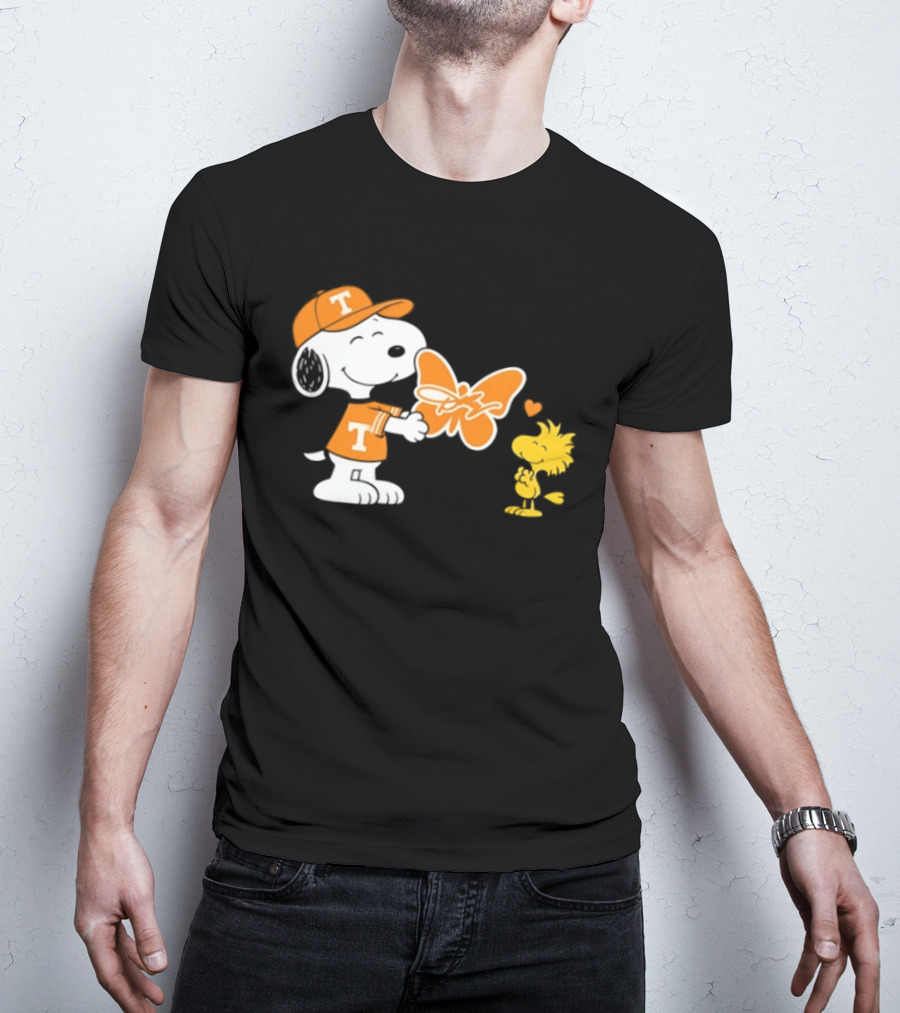 Snoopy Tennessee Volunteers Dolly Parton Woodstock Butterfly T-Shirt