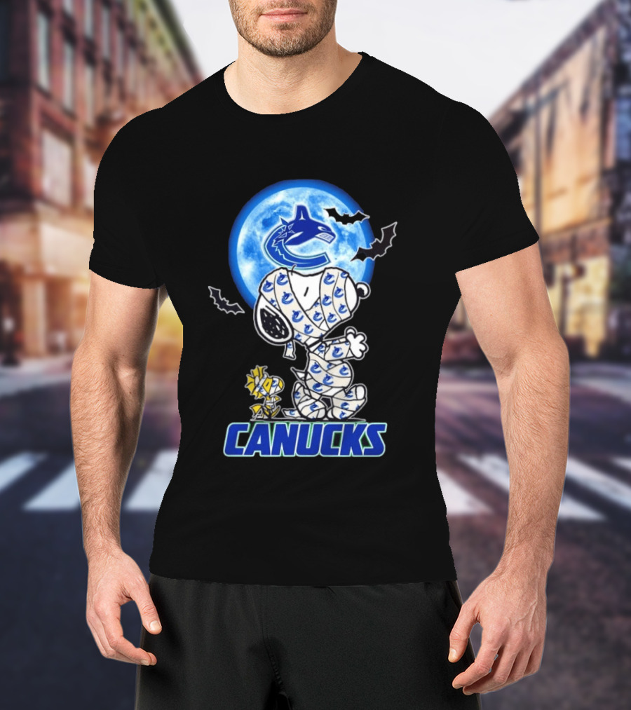 Vancouver Canucks Snoopy And Woodstock Mummy Halloween T-Shirt