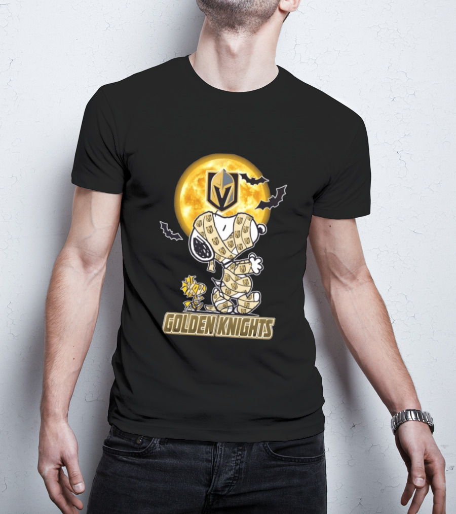 Vegas Golden Knights Snoopy Woodstock Mummy Halloween Moon T-Shirt