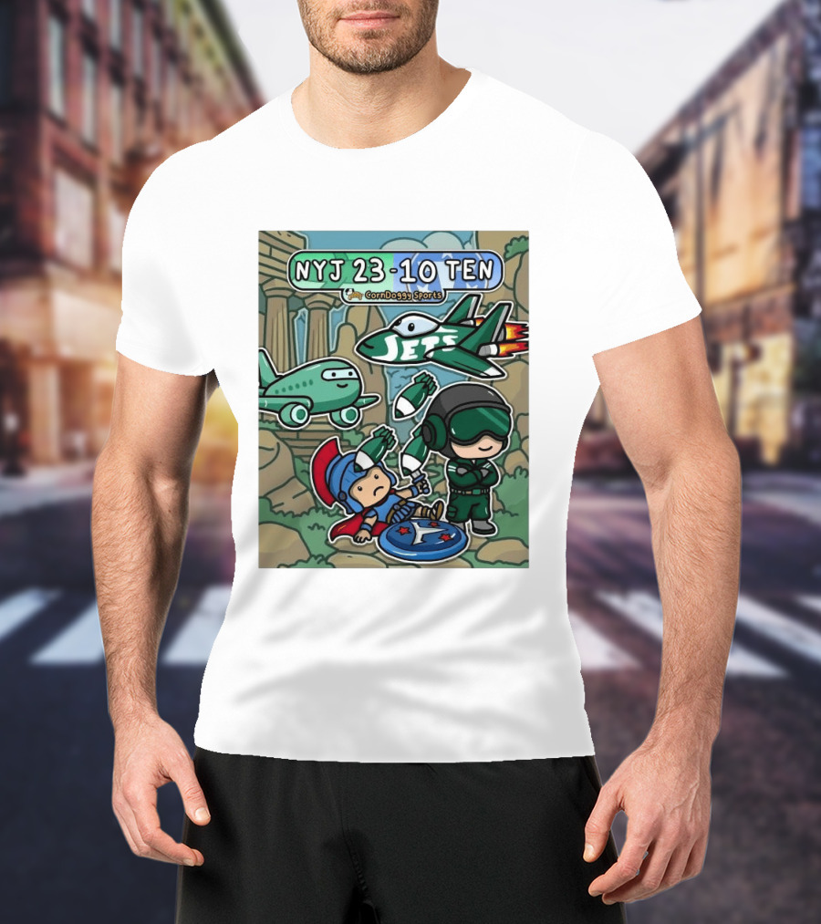 NYJ 23 10 TEN CornDoggy Sports New York Jets Tennessee Titans Fan T-Shirt