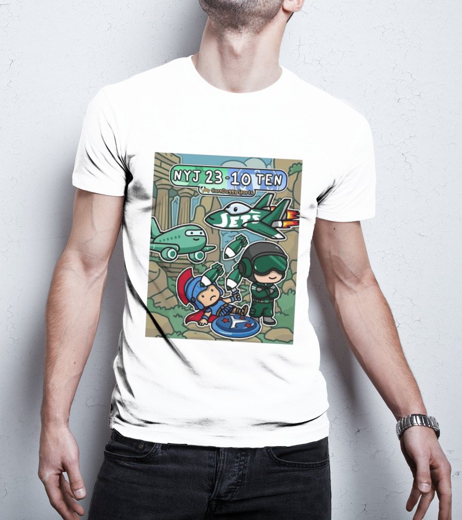 NYJ 23 10 TEN CornDoggy Sports New York Jets Tennessee Titans Fan T-Shirt