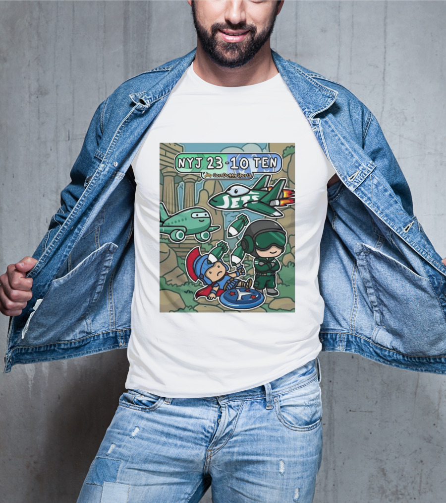 NYJ 23 10 TEN CornDoggy Sports New York Jets Tennessee Titans Fan T-Shirt