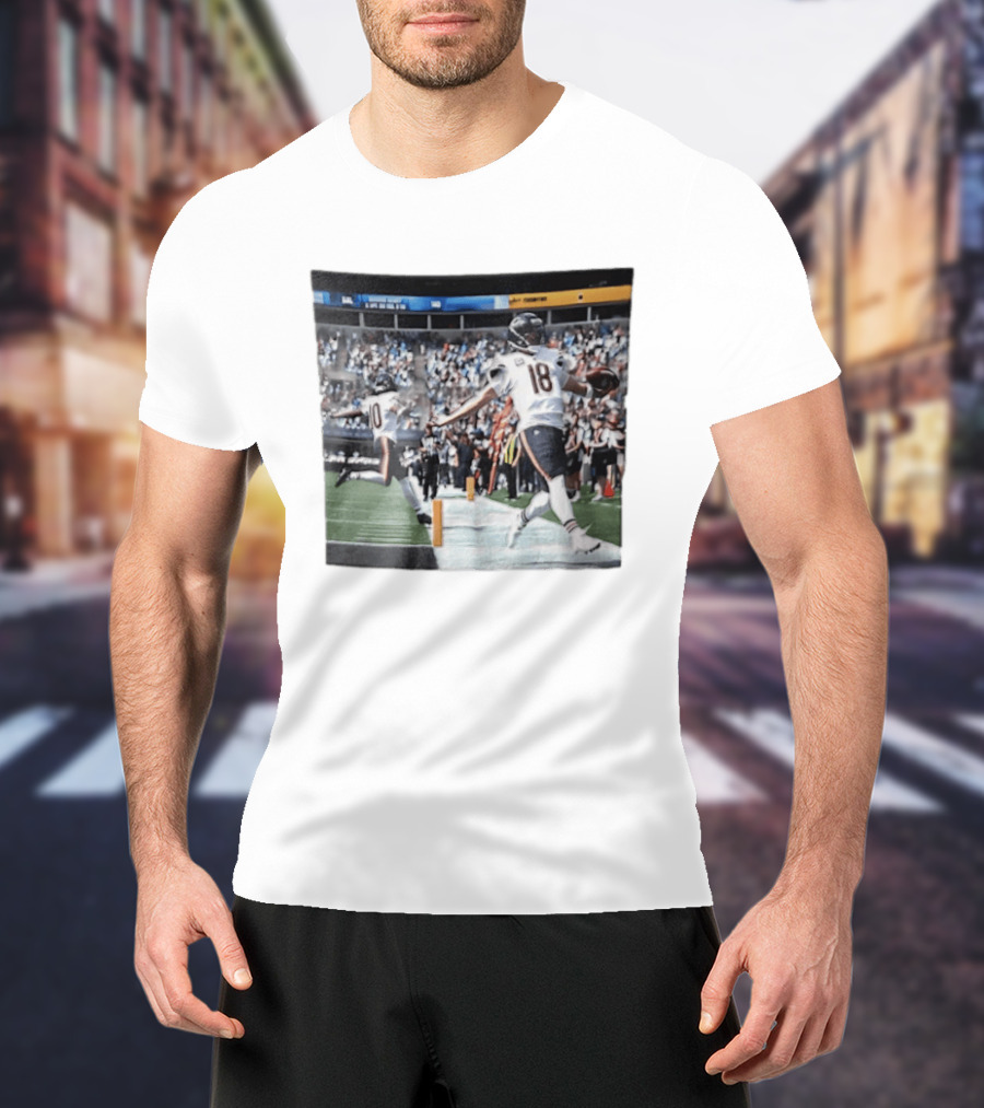 Chicago Bears Caleb Williams Rome Odunze Players Photo NFL Football Action T-Shirt