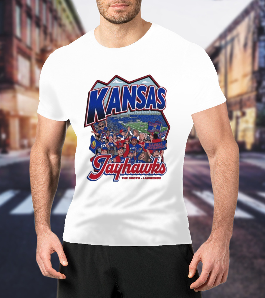 Kansas Jayhawks The Booth Lawrence Kansas Memorial Stadium Game Day Crowd T-Shirt