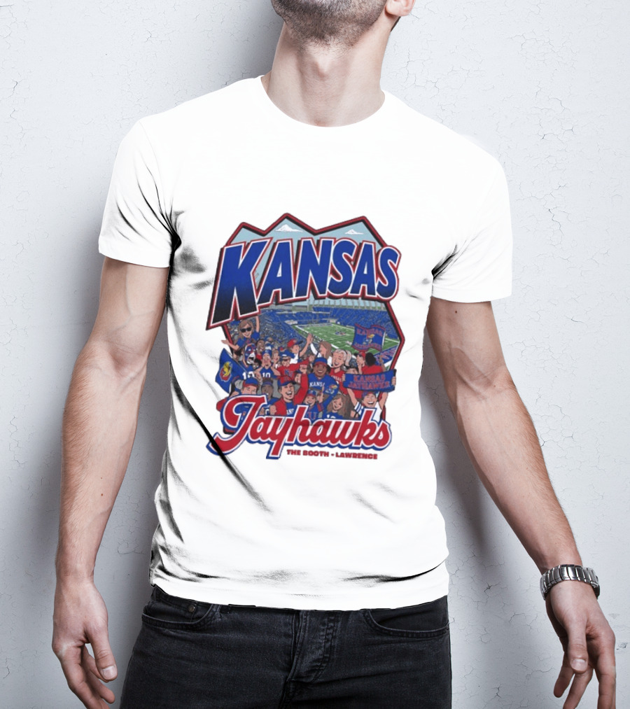 Kansas Jayhawks The Booth Lawrence Kansas Memorial Stadium Game Day Crowd T-Shirt