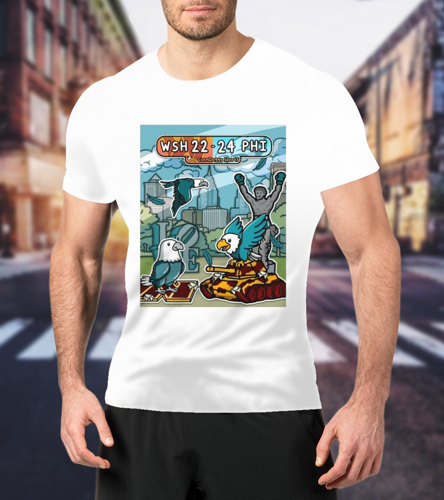 CornDoggy Sports WSH 22 24 PHI Washington Vs Philadelphia Eagles And Tank Scene T-Shirt