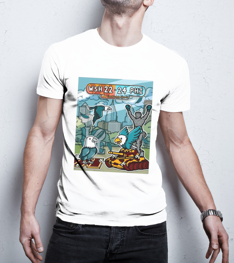 CornDoggy Sports WSH 22 24 PHI Washington Vs Philadelphia Eagles And Tank Scene T-Shirt