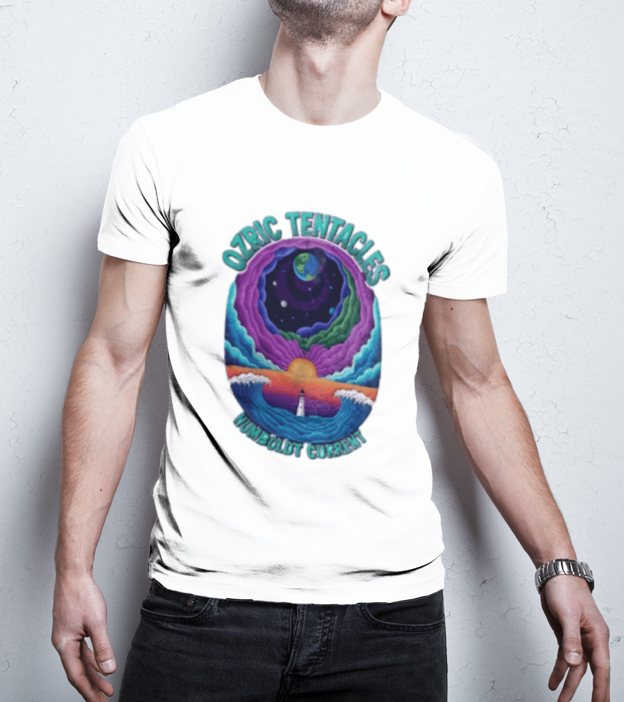 Ozric Tentacles Humboldt Current Ocean Lighthouse Sunset Planet Waves T-Shirt