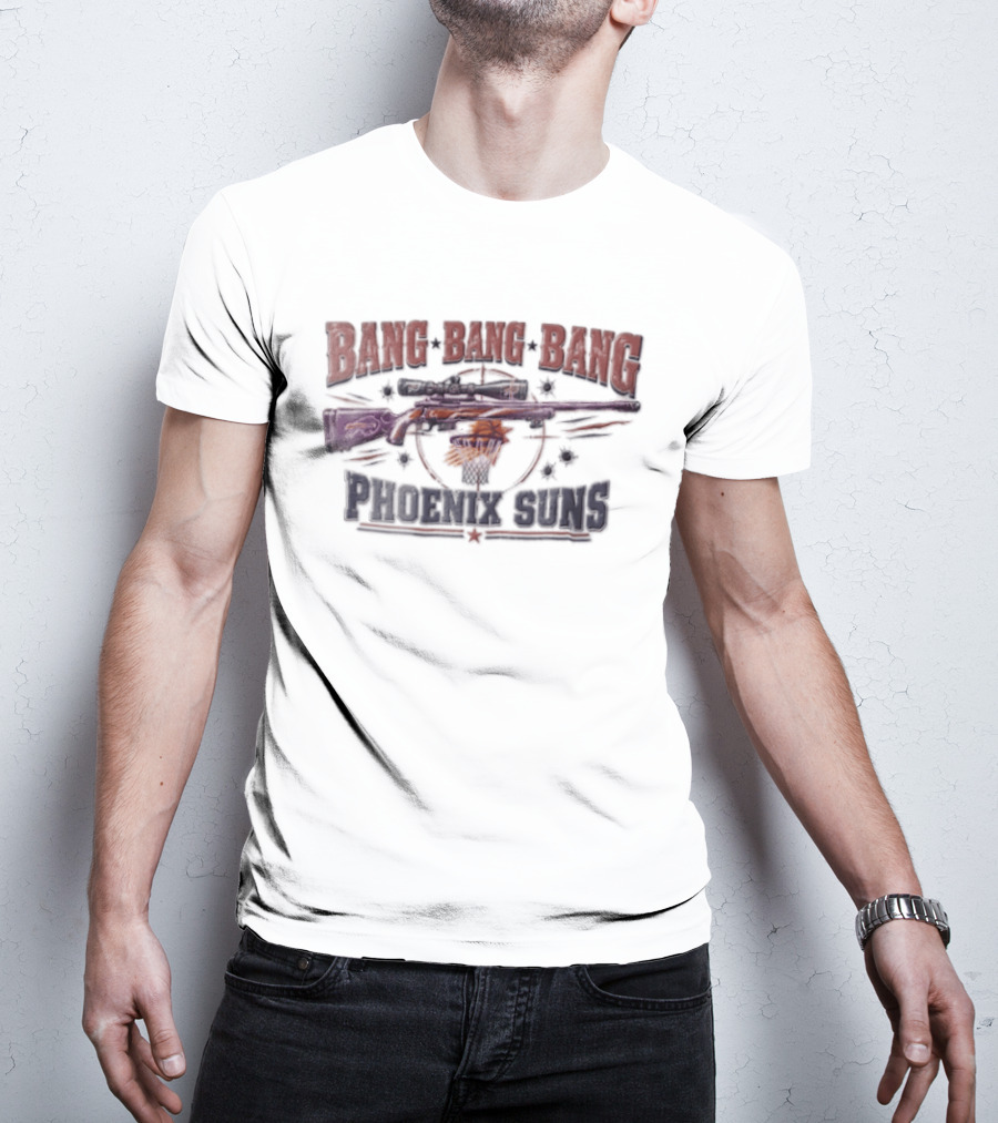Phoenix Suns Bang Sniper Rifle Basketball Net Target Distressed T-Shirt