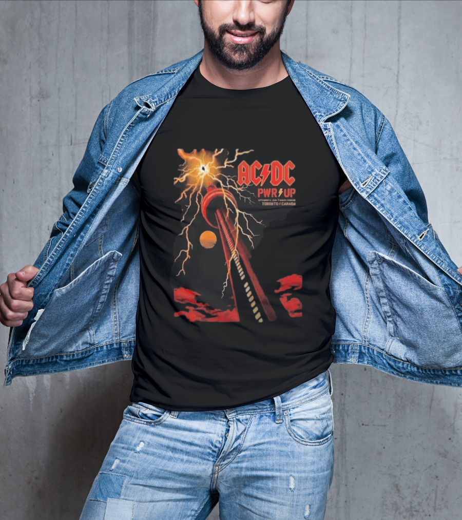 ACDC PWR UP Tour Toronto Canada Event September 16 2026 Rogers Stadium Thunderstruck CN Tower T-Shirt