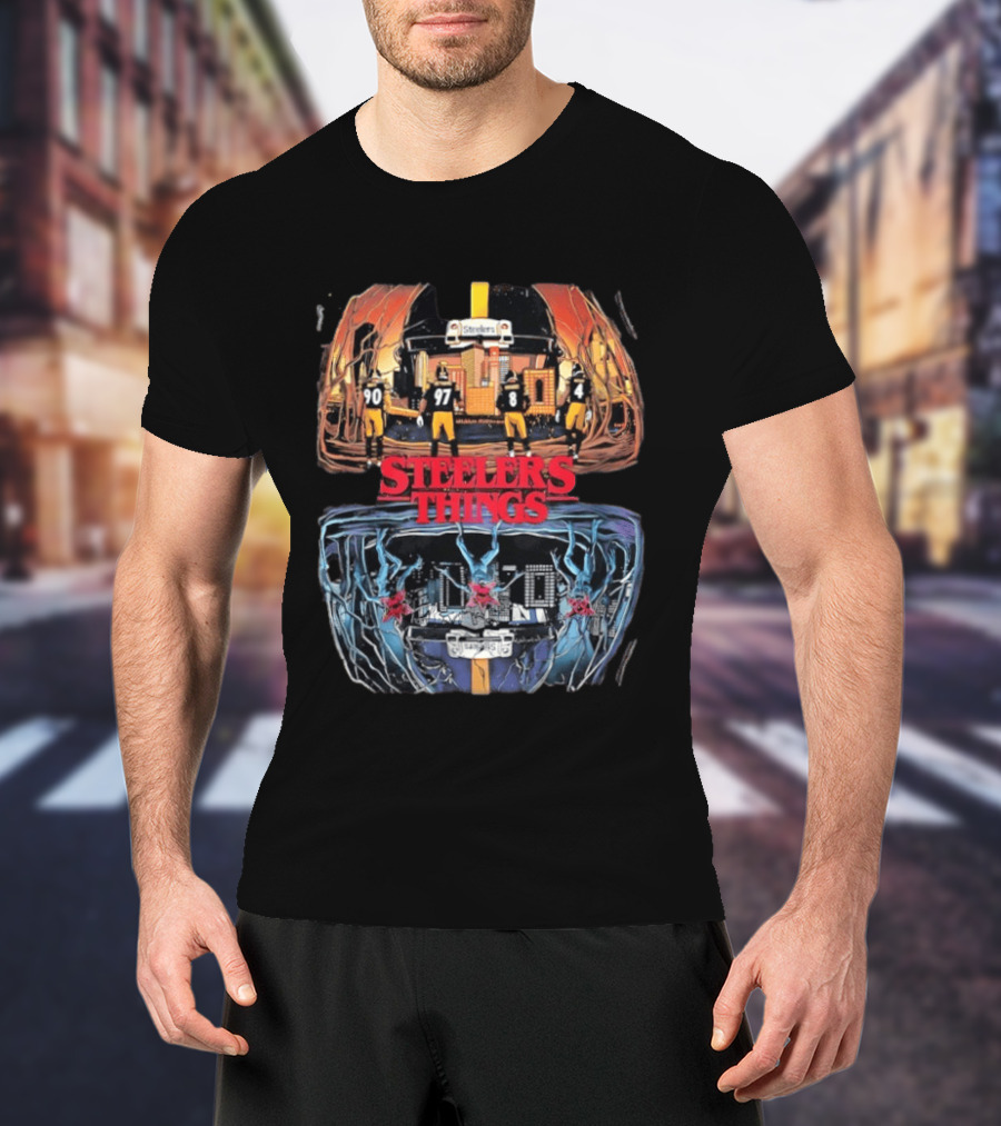 Pittsburgh Steelers Halloween Upside Down Stranger Things T-Shirt