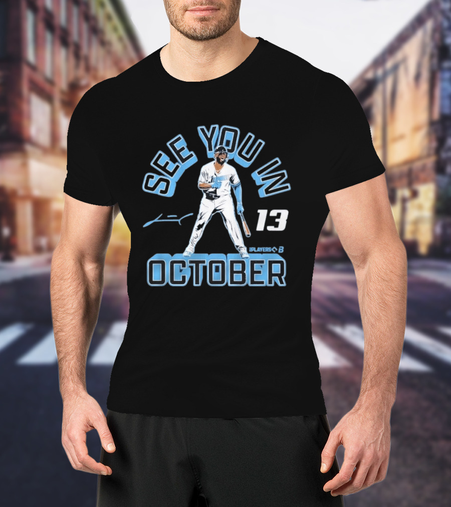 Junior Caminero See You In October Players 13 Signature Baseball T-Shirt